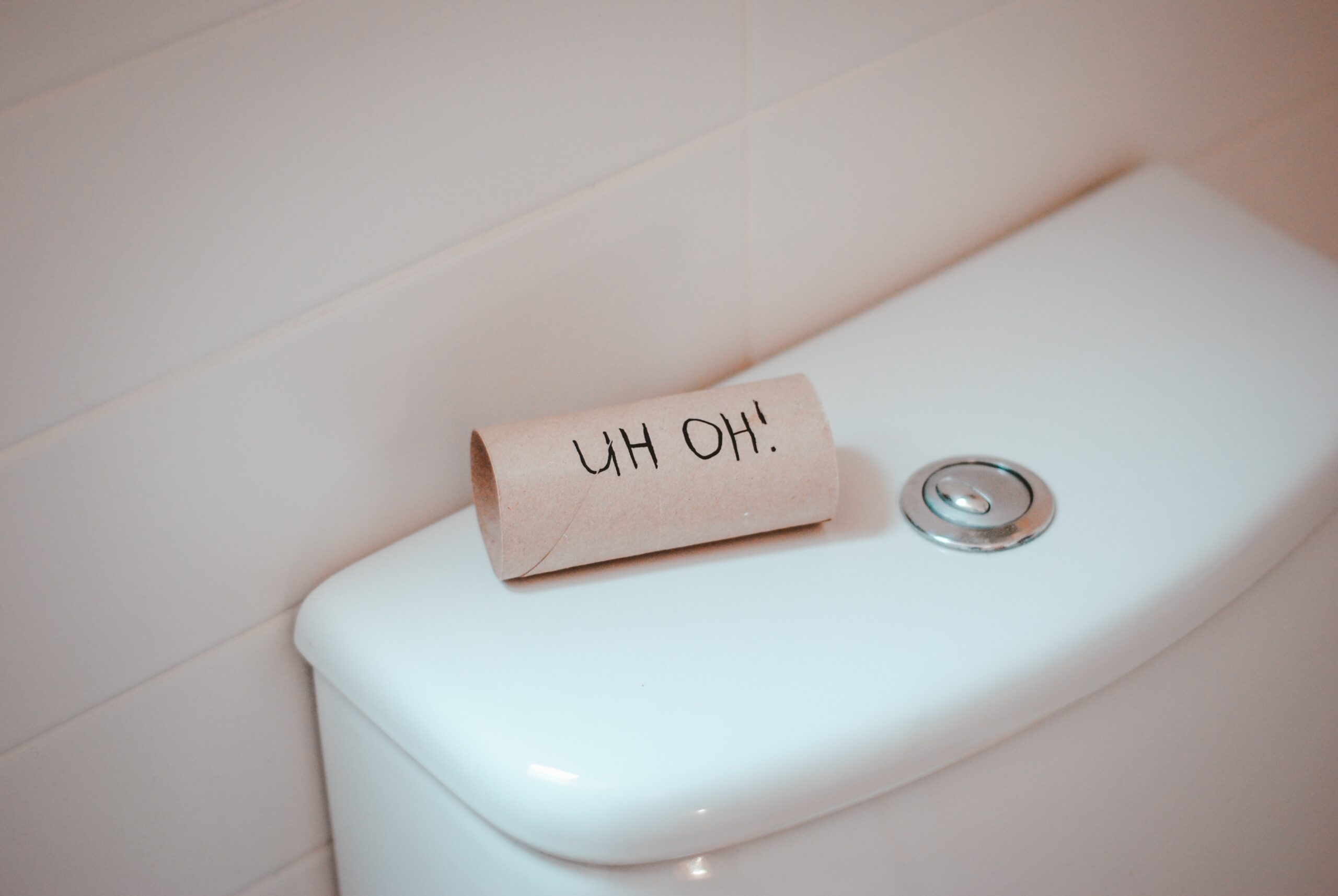 Toilet roll that says the word "Oh No!"